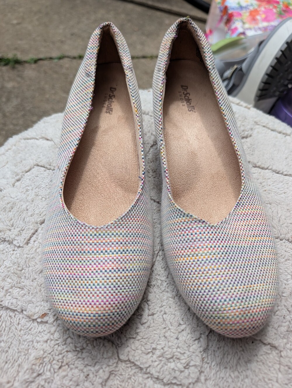 Dr. Scholl's Multicolor Woven Ballet Wedges- Neutral Base with Pastel Accents